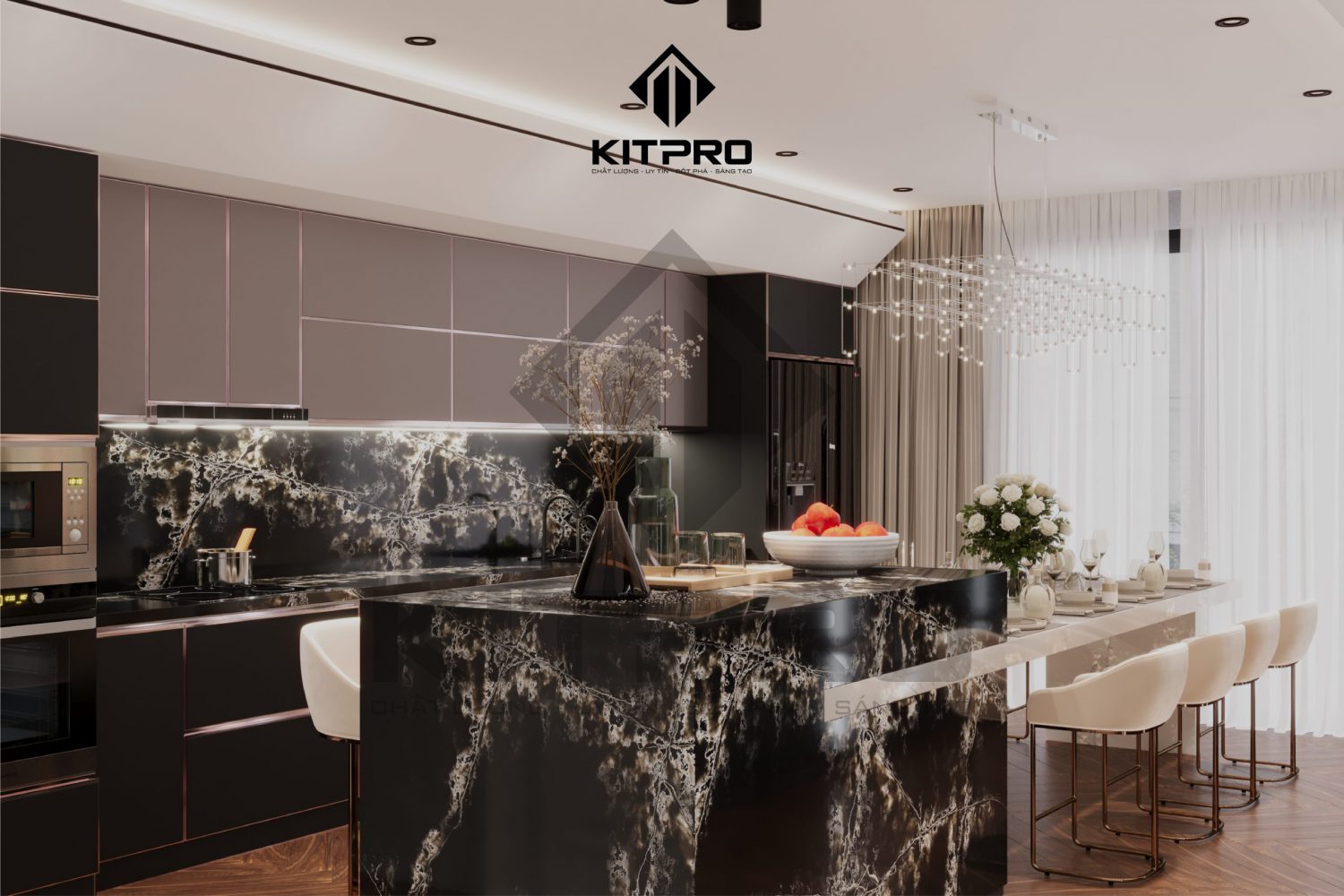 tủ bếp inox chữ L