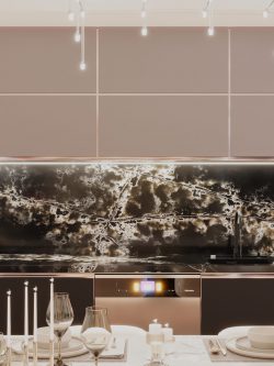 tủ bếp inox cánh kính có đảo